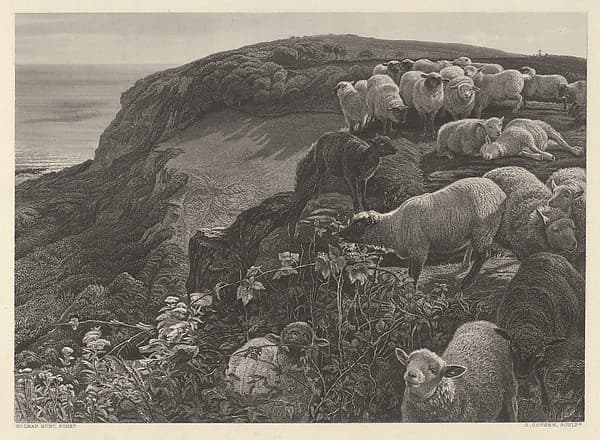 On the Hill Side (Our English Coasts, 1852), from "The Art Journal", by William Holman Hunt