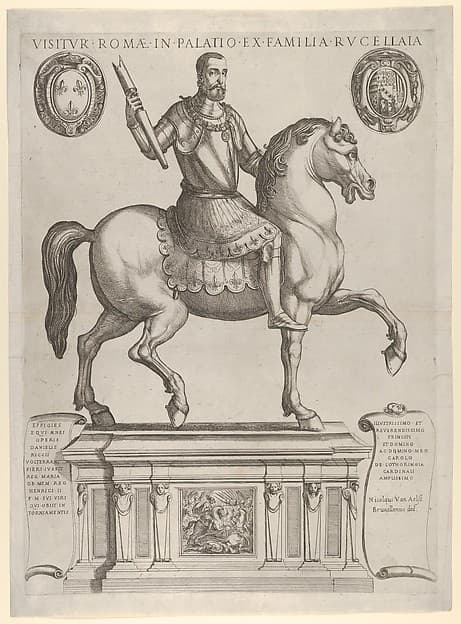 Equestrian Statue of Henry II, King of France, in the Palazzo Rucellai by Daniele de Volterra, by Antonio Tempesta