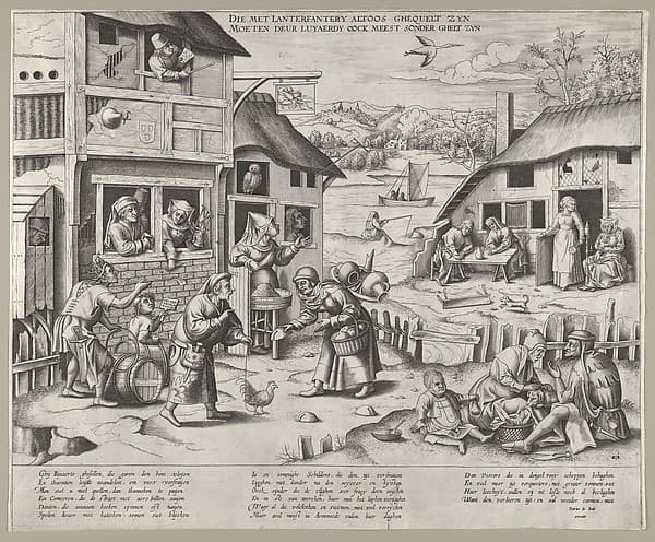A Flemish Village with Ten Proverbs on Laziness, by Frans Huys