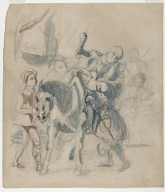 The Wounded Goetz von Berlichingen Takes Refuge in a Gypsy Camp, by Eugène Delacroix
