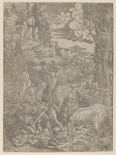 Saint Jerome extracting a thorn from the lion's paw, by Giovanni Battista Palumba