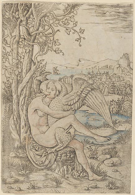 Leda and the Swan set in a landscape, by Giovanni Battista Palumba