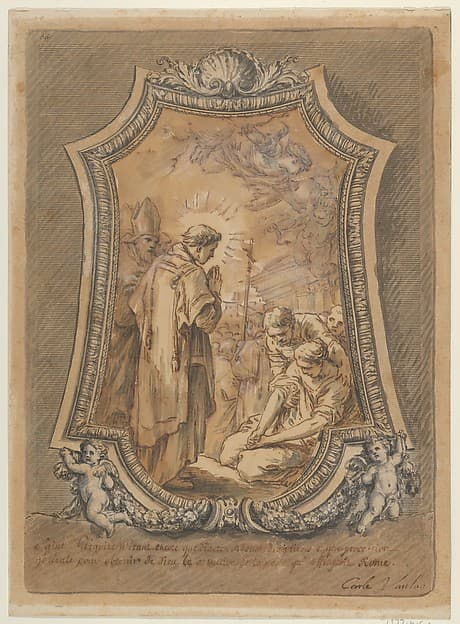 Saint Gregory as Deacon Directing Prayers and Processions for the Cessation of the Plague, by Carle (Charles André) Vanloo