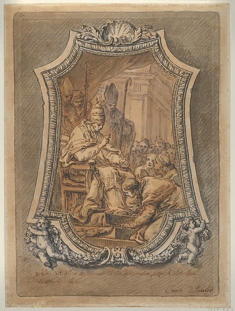 The Clergy of Rome Paying Homage to St. Gregory after His Investiture, by Carle (Charles André) Vanloo