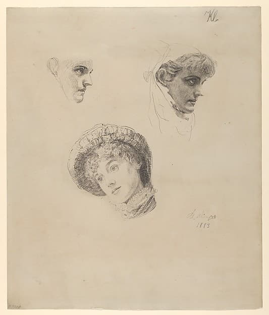 Three Studies of Heads of Women, by Max Klinger
