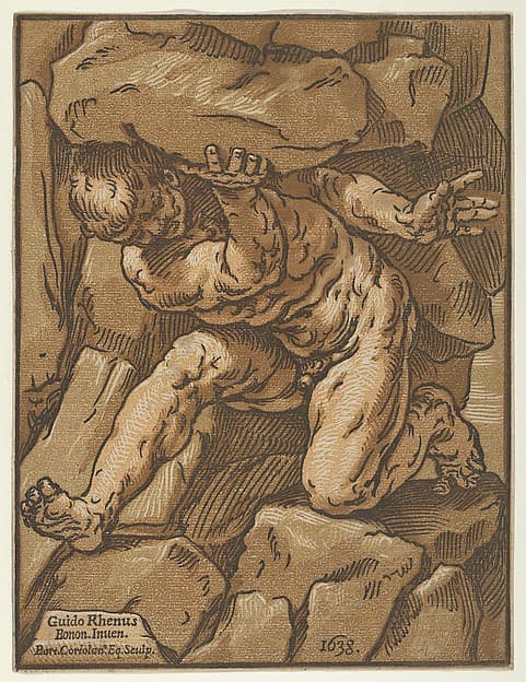 A giant supporting a rock, by Bartolomeo Coriolano