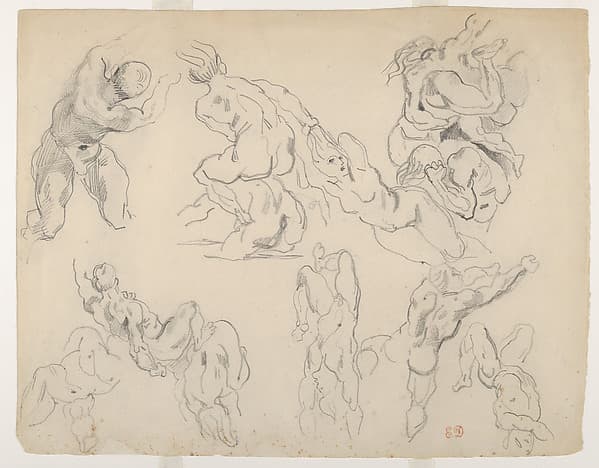 Figure Studies after Rubens's "The Fall of the Rebel Angels", by Eugène Delacroix