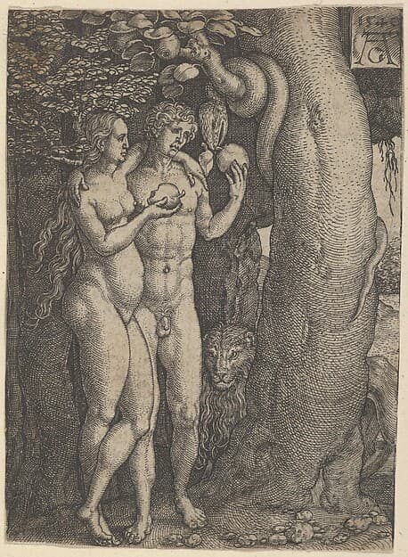 The Temptation of Adam and Eve, from "The Story of Adam and Eve", by Heinrich Aldegrever
