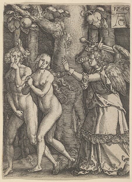 The Expulsion from Paradise from The Story of Adam and Eve, by Heinrich Aldegrever