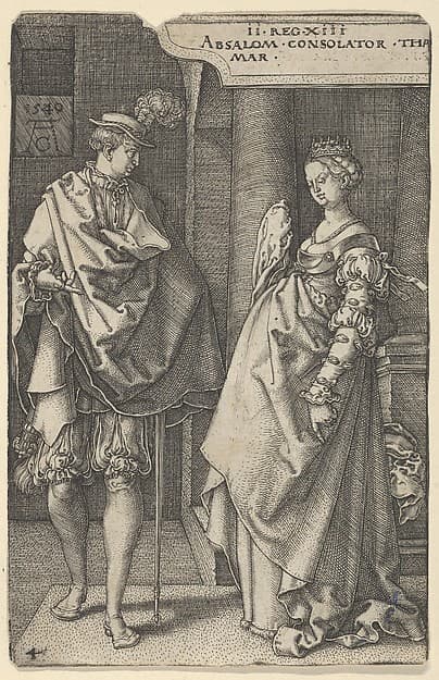 Absalom Comforting Tamar, by Heinrich Aldegrever
