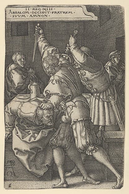 The Servants of Absalom Killing Amnon, by Heinrich Aldegrever