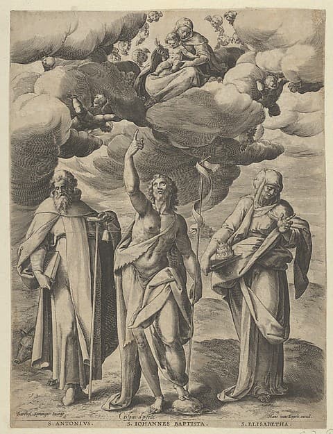 Saint Anthony, Saint John the Baptist, and Saint Elizabeth, by Crispijn de Passe the Elder
