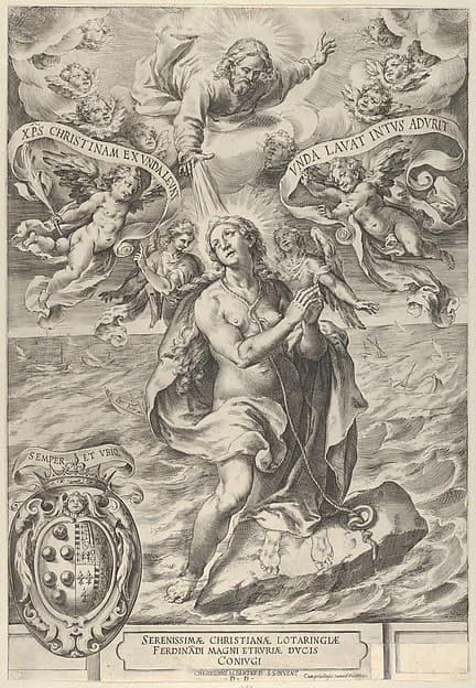 The Martyrdom of Saint Cristina di Bolsena with God the Father above, by Cherubino Alberti (Zaccaria Mattia)