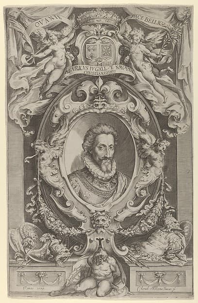 Portrait of King Henry IV of France in a decorative border, by Cherubino Alberti (Zaccaria Mattia)