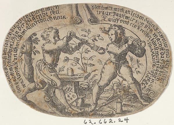 The Young Painter and Young Goldsmith, from The Duels of the Workmen, by Jost Amman