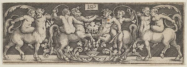 Frieze with Centaurs Fighting at Center with Human Riders, by Sebald Beham
