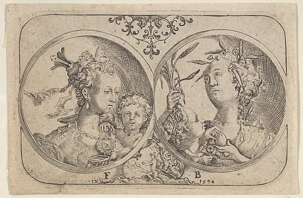 Horizontal Panel with Two Medallions Containing Cupid, by Floris Balthasarsz van Berckenrode