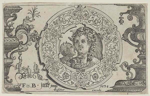 Horizontal Panel with Bacchus in a Medallion, by Claes Jansz. Visscher