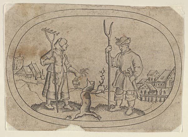 A Farmer and a Villager, from "Das Bossenbüchlein", by Mathais Beitler