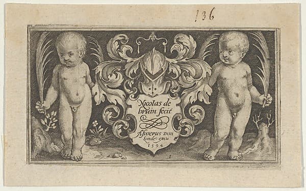 Title Page, from Two Genii with Animals, by Nicolaes de Bruyn