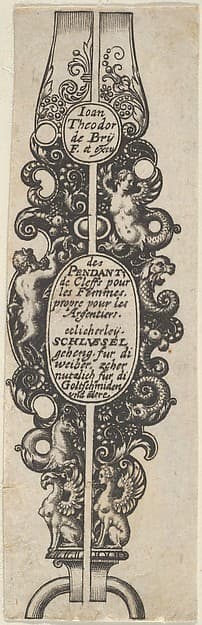 Title Page, from Des Pendants de Cleffs pour les Femmes, by Johann Theodor de Bry