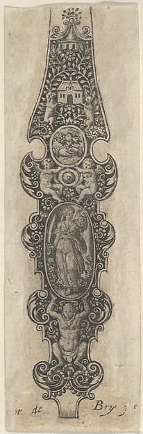Pendant Design with Judith Holding the Head of Holofernes, from Des Pendants de Cleffs pour les Femmes, by Johann Theodor de Bry