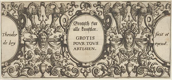 Title Page, from Grotisch fur alle Kunstler, by Theodor de Bry