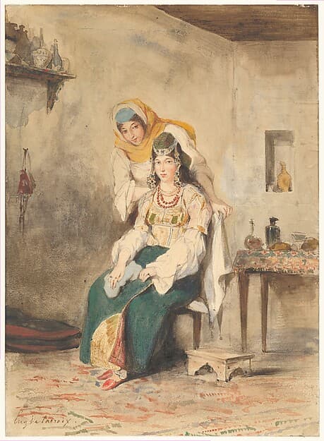 Saada, the Wife of Abraham Ben-Chimol, and Préciada, One of Their Daughters, by Eugène Delacroix