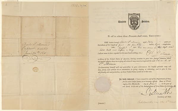 Charles Saint-Mémin's American Passport, by Charles Balthazar Julien Févret de Saint-Mémin
