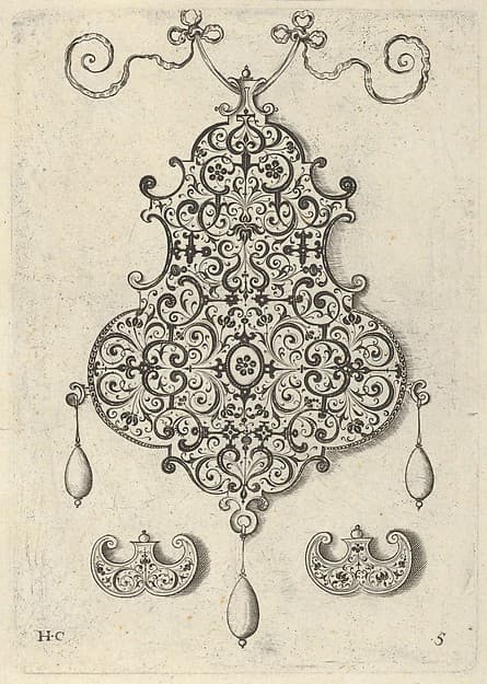 Design for the Verso of a Pendant with an Oval Motif Between Strapwork, by Jan Collaert I