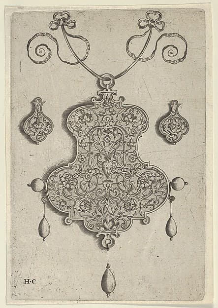 Design for the Verso of a Pendant with a Vase at Center, by Jan Collaert I