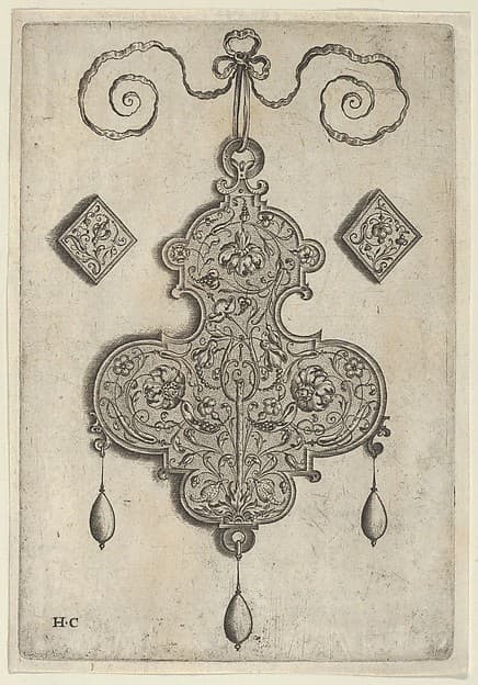 Design for the Verso of a Pendant with Three Large Flowers, by Jan Collaert I