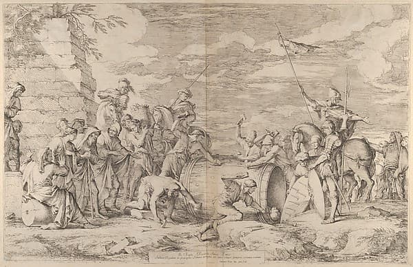 The death of Marcus Atilius Regulus, showng being nailed into a tub by the Carthaginians, by Salvator Rosa