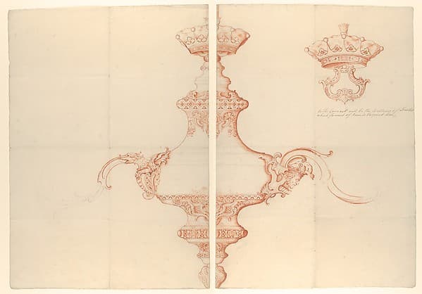 Design for a Silver Chandelier with Two Variants, by George Wickes