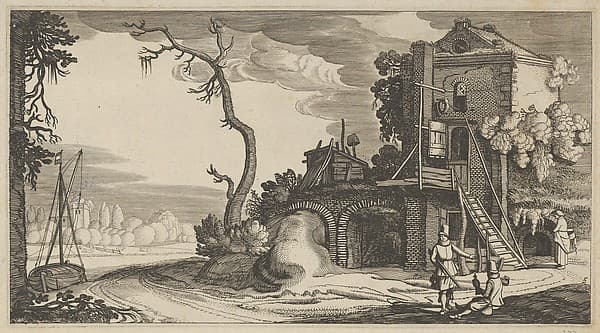 Square Tower Used as Inn near a River, by Jan van de Velde II