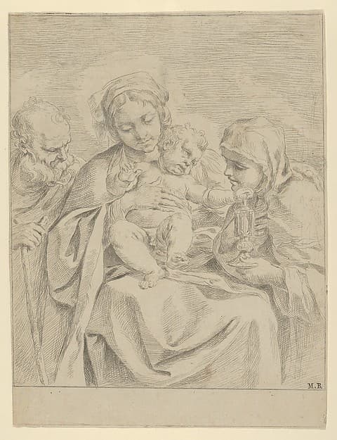 The Holy Family with Saint Clare (counterproof), by Guido Reni