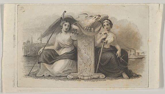 Banknote vignette with female figures representing Liberty and Justice, by Asher Brown Durand