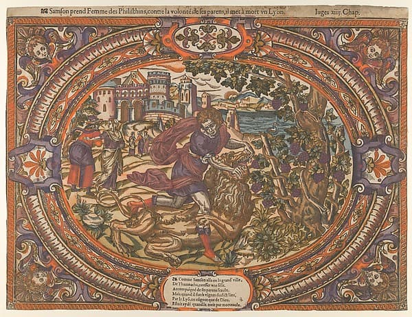 Samson and the Lion, from "The Story of Samson", by Anonymous, French, 16th century