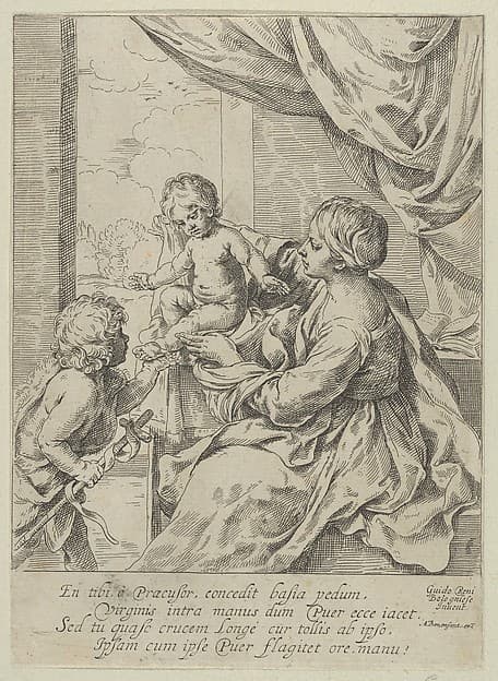 The Virgin and Child at a table with the young John the Baptist, after Reni, by Anonymous, 17th century