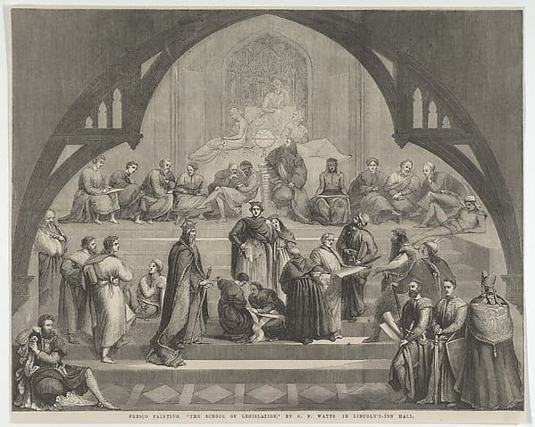 "The School of Legislation" in Lincoln's-Inn Hall, from "Illustrated London News", by George Frederic Watts