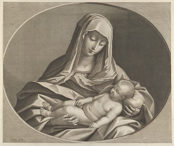 The Virgin holding the sleeping infant Christ on her lap, after Reni, by Anonymous