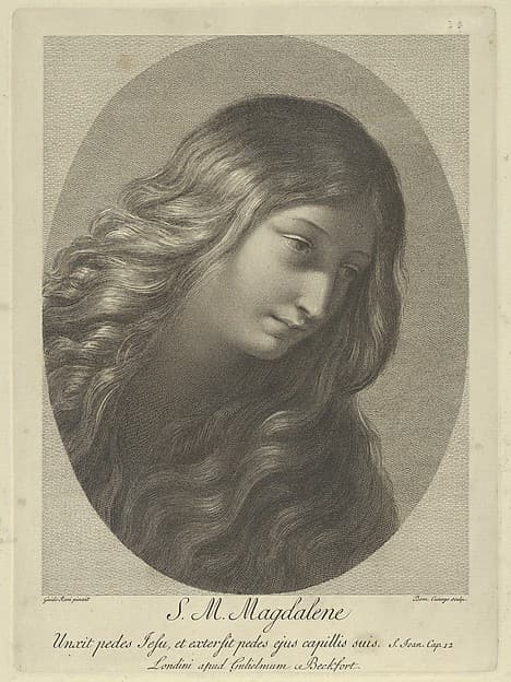 The head of Mary Magdalene looking down to the right, after Reni, by Domenico Cunego