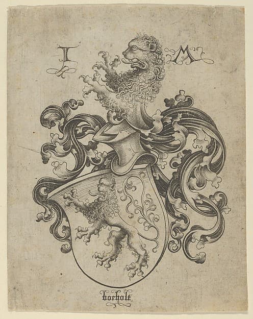 Coat of Arms with a Lion, by Israhel van Meckenem