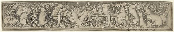 Hares Roasting the Hunter, by Israhel van Meckenem