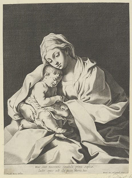 The Virgin holding the infant Christ on her lap, after Reni, by Anonymous, 17th century