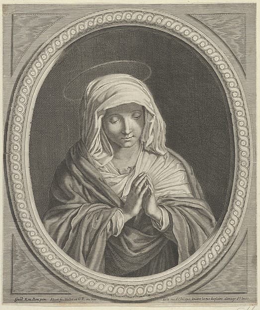 The Virgin in prayer in an oval frame, after Reni, by Anonymous