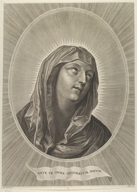 The head of the Virgin looking up to the right, in an oval frame, after Reni, by Adrian van Melar
