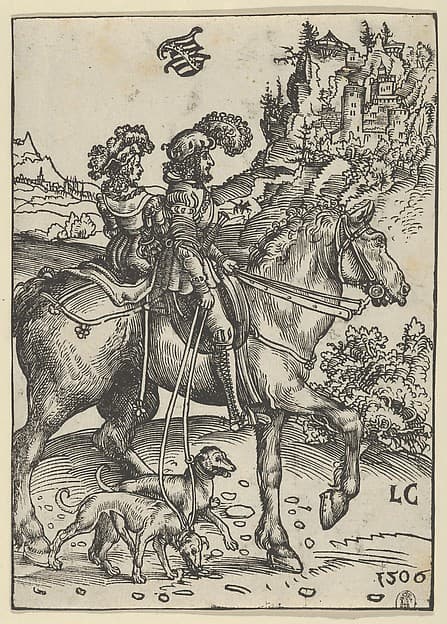 Gentleman and Lady Riding to the Hunt, by Lucas Cranach the Elder