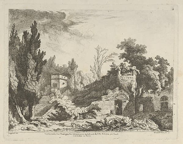Vue des restes d'un théâtre from Differentes vues dessiné d'après nature... dans les environs de Rome et de Naples, by Adélaide Allou