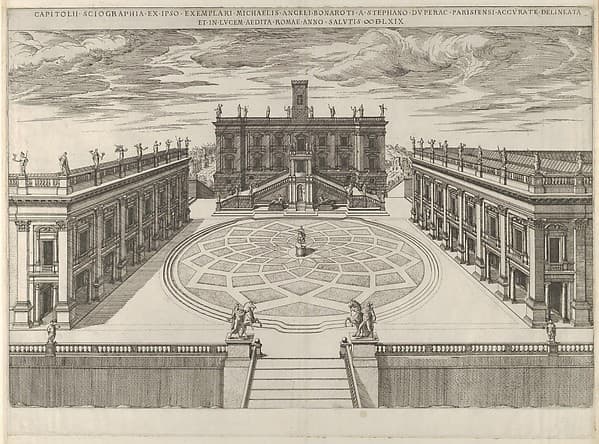 View of the Campidoglio as re-designed by Michelangelo, from "Speculum Romanae Magnificentiae", by Etienne DuPérac